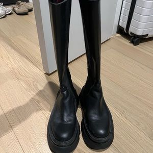 Zara Leather Chunky Knee High Boots